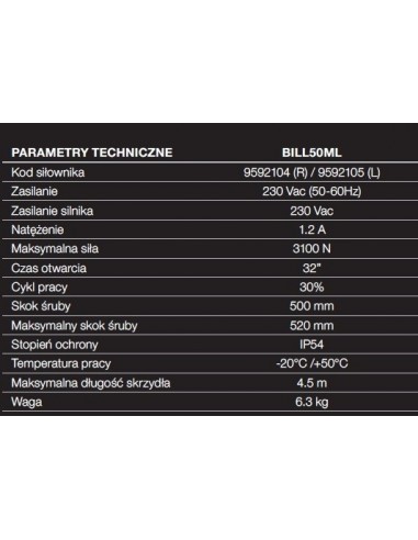 Siłownik BILL50ML Siłownik BILL50ML