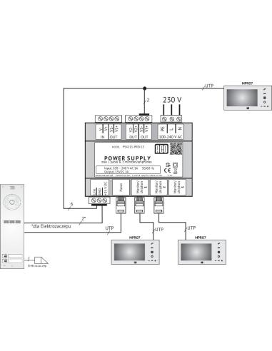 ACO PS45-15-PRO-13 Zasilacz video DIN 15V, 3A