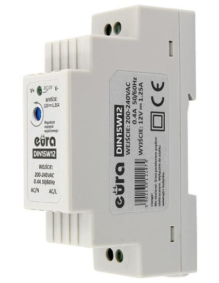 ZASILACZ DIN ''EURA'' DIN15W12 12V 1,25 A DC