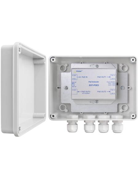 EXTENDER POE PULSAR EXT-POE3H W OBUDOWIE HERMETYCZNEJ DO 3 KAMER IP