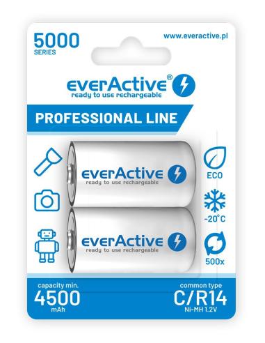 Akumulatorki C / R14 everActive Ni-MH Ni-MH 5000 mAh Professional line (box 2 szt.)