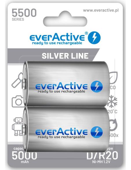 Akumulatorki D / R20 Ni-MH everActive 5500mAh Silver Line (box 2 szt.)