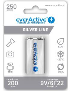 Akumulatorek 6F22 Ni-MH everActive 9V 250mAh Silver Line (1 szt.)