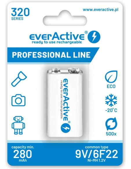 Akumulatorek 6F22 Ni-MH everActive 9V 320mAh Professional Line (1 szt.)