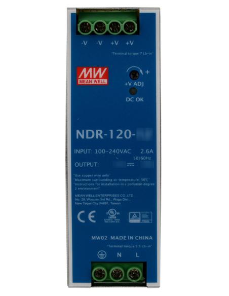 ZASILACZ IMPULSOWY NA SZYNĘ DIN MEAN WELL NDR-120-48 48V/120W/2.5A