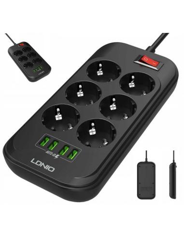 Listwa zasilająca LDNIO SE6403 6 Gniazd + 4x USB Przedłużacz