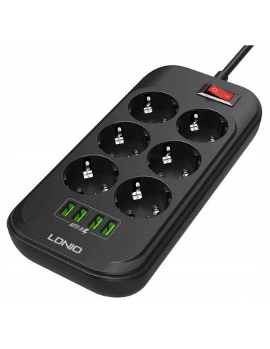 Listwa zasilająca LDNIO SE6403 6 Gniazd + 4x USB Przedłużacz