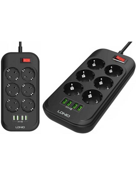 Listwa zasilająca LDNIO SE6403 6 Gniazd + 4x USB Przedłużacz
