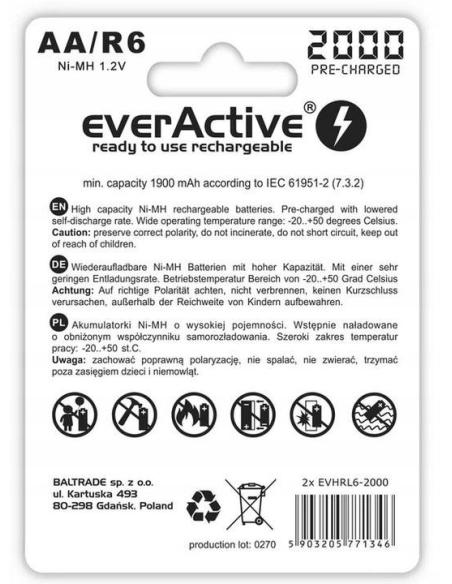 Akumulatorki R6 / AA Ni-MH everActive 2000mAh (box 2 szt.)