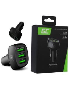 ŁADOWARKA SAMOCHODOWA Green Cell POWERRIDE 54W 3xUSB 18W ULTRA CHARGE CADGC01