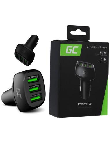 ŁADOWARKA SAMOCHODOWA Green Cell POWERRIDE 54W 3xUSB 18W ULTRA CHARGE CADGC01