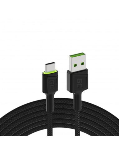 KABEL USB-A / USB-C Green Cell RAY 200cm ZIELONY LED QUICK CHARGE 3.0 KABGC13