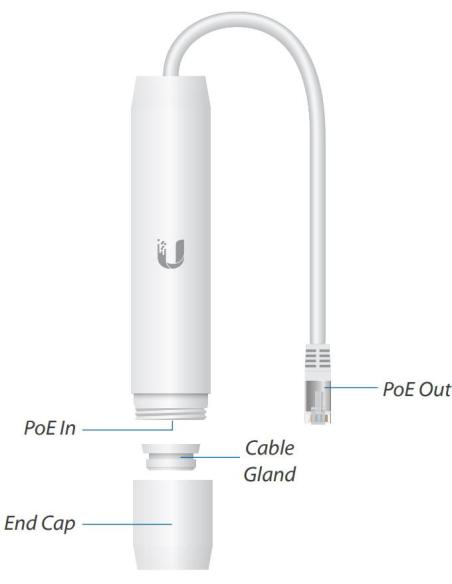 UBIQUITI Instant PoE Outdoor Adapter 48V 802.3af GIGABIT (INS-3AF-O-G)