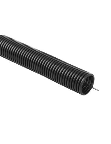 Rura instalacyjna giętka karbowana, peszel PVC, UV, 320N z pilotem 25/21 czarna 25m