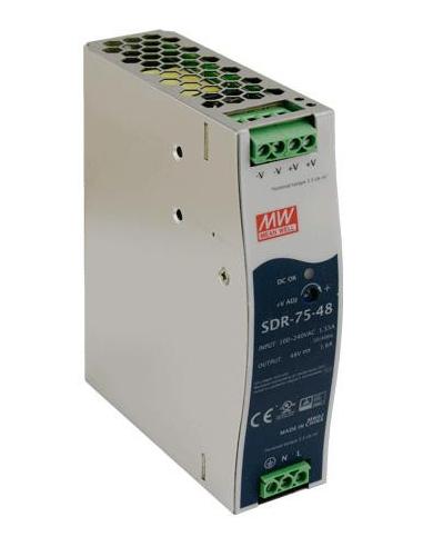 ZASILACZ IMPULSOWY NA SZYNĘ DIN MEAN WELL SDR-75-48 48V/75W/1.6A