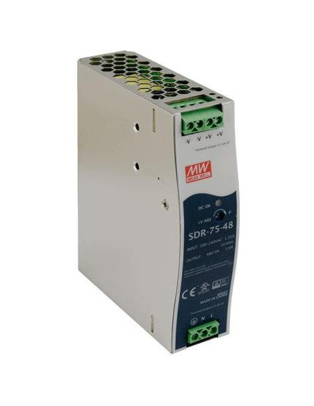 ZASILACZ IMPULSOWY NA SZYNĘ DIN MEAN WELL SDR-75-48 48V/75W/1.6A
