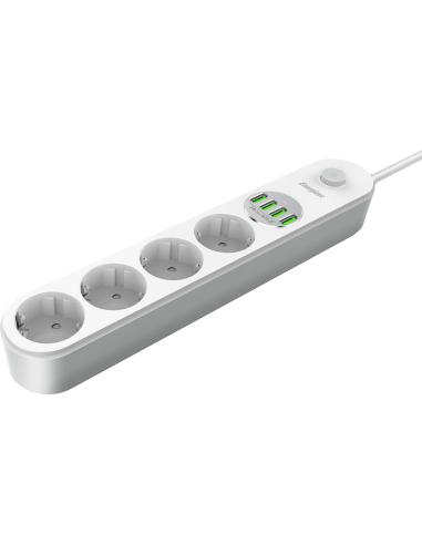 LISTWA ZASILAJĄCA Z WYŁĄCZNIKIEM Energizer 4x SCHUKO 4x USB-A 2500W 10A KABEL 2M