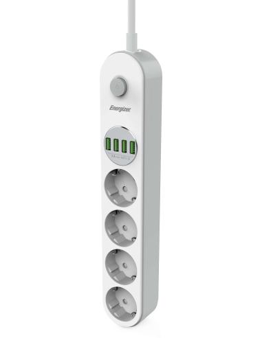 LISTWA ZASILAJĄCA Z WYŁĄCZNIKIEM Energizer 4x SCHUKO 4x USB-A 2500W 10A KABEL 2M