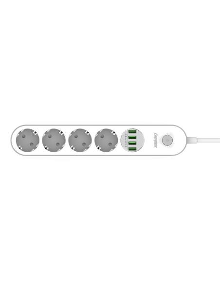 LISTWA ZASILAJĄCA Z WYŁĄCZNIKIEM Energizer 4x SCHUKO 4x USB-A 2500W 10A KABEL 2M