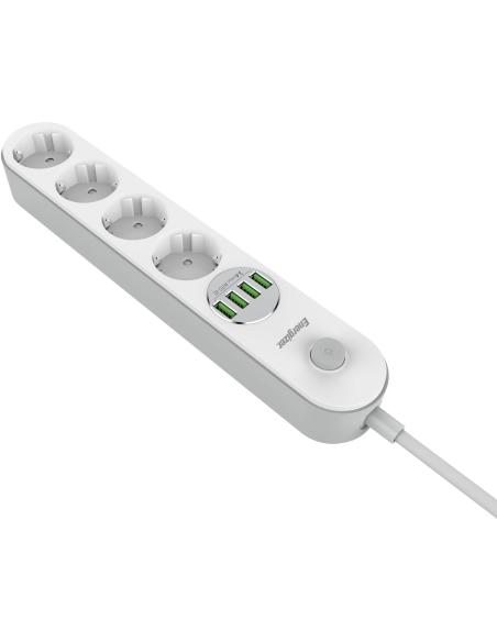 LISTWA ZASILAJĄCA Z WYŁĄCZNIKIEM Energizer 4x SCHUKO 4x USB-A 2500W 10A KABEL 2M