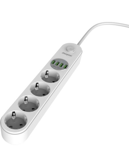 LISTWA ZASILAJĄCA Z WYŁĄCZNIKIEM Energizer 4x SCHUKO 4x USB-A 2500W 10A KABEL 2M
