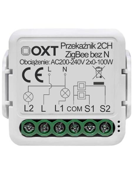 Moduł OXT mini przekaźnik 2 obw. bez N ZigBee TUYA T272