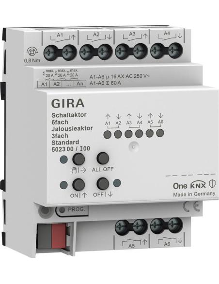 GIRA aktor przekaźnikowy/żaluzjowy 6x/3x 16 A standard KNX ONE 502300