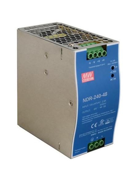 ZASILACZ IMPULSOWY NA SZYNĘ DIN MEAN WELL NDR-240-48 48V/240W/5A