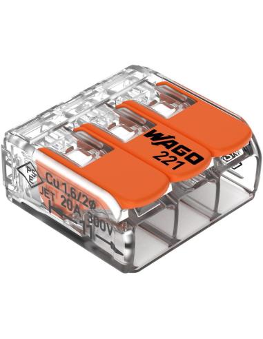 Szybkozłączka uniwersalna LINKA/DRUT 3x 0,2-4mm2 WAGO 221-413 (Paczka 50szt.)