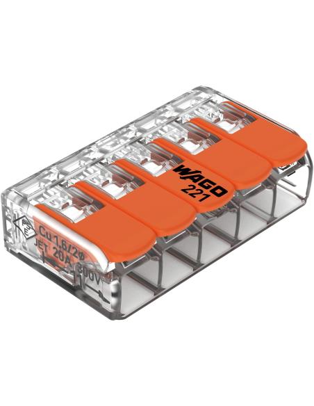 Szybkozłączka uniwersalna LINKA/DRUT 5x 0,2-4mm2 WAGO 221-415 (Paczka 25szt.)