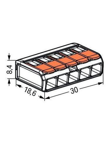 Szybkozłączka uniwersalna LINKA/DRUT 5x 0,2-4mm2 WAGO 221-415 (Paczka 25szt.)