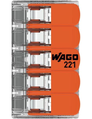 Szybkozłączka uniwersalna LINKA/DRUT 5x 0,2-4mm2 WAGO 221-415 (Paczka 25szt.)