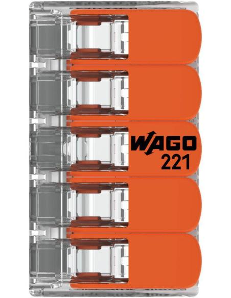 Szybkozłączka uniwersalna LINKA/DRUT 5x 0,2-4mm2 WAGO 221-415 (Paczka 25szt.)
