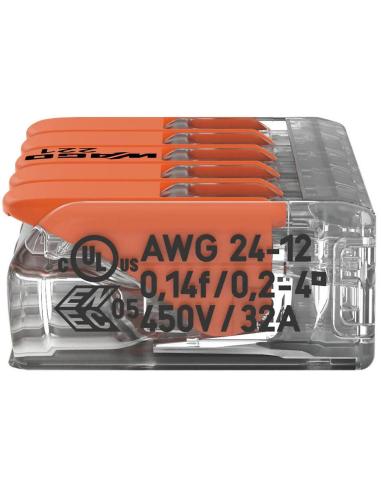 Szybkozłączka uniwersalna LINKA/DRUT 5x 0,2-4mm2 WAGO 221-415 (Paczka 25szt.)