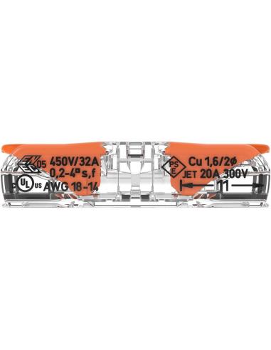 Szybkozłączka przelotowa uniwersalna LINKA/DRUT 2x 0,2-4mm2 WAGO 221-2411 (Paczka 60szt.)