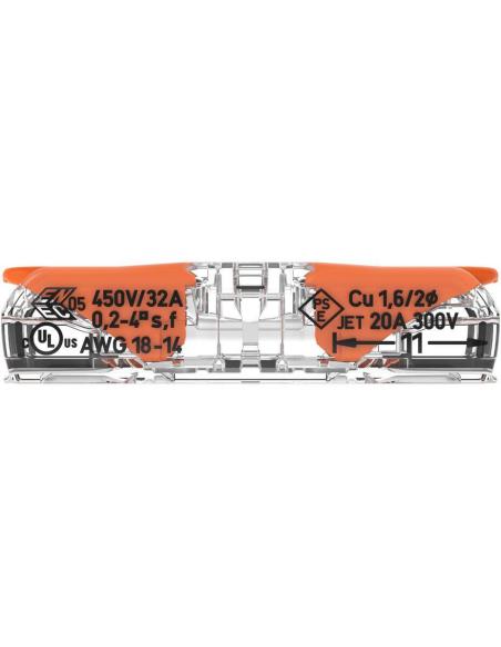 Szybkozłączka przelotowa uniwersalna LINKA/DRUT 2x 0,2-4mm2 WAGO 221-2411 (Paczka 60szt.)
