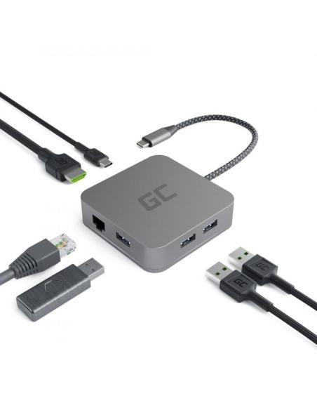 Hub USB 6w1 Green Cell USB-C AK61