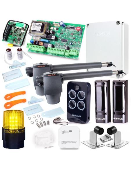 Zestaw Genius G-Bat 400 do bram 8m dwuskrzydłowych (lampa + stopka + odboje + moduł Wi-Fi)