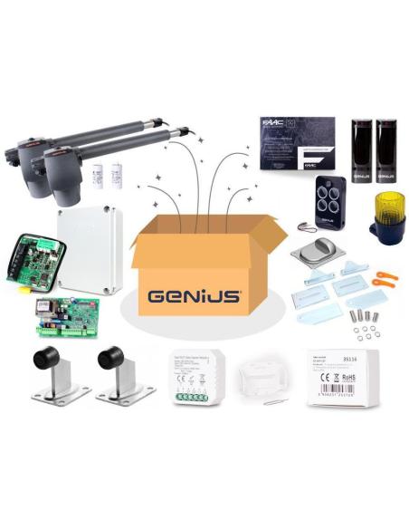 Zestaw Genius G-Bat 400 do bram 8m dwuskrzydłowych (lampa + stopka + odboje + moduł Wi-Fi)