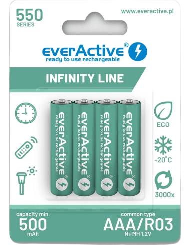 Akumulatorki AAA / R03 Ni-MH everActive 550mAh Infinity Line 3000 cykli (blister 4 szt.)