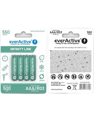 Akumulatorki AAA / R03 Ni-MH everActive 550mAh Infinity Line 3000 cykli (blister 4 szt.)