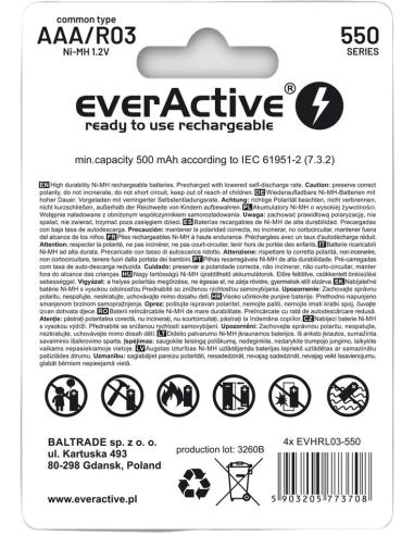 Akumulatorki AAA / R03 Ni-MH everActive 550mAh Infinity Line 3000 cykli (blister 4 szt.)