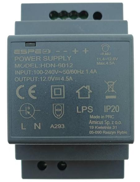 ZASILACZ IMPULSOWY NA SZYNĘ DIN ESPE HDN-6012 12V/54W/4.5A