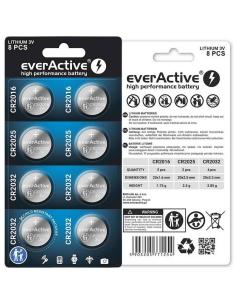 Zestaw 8 baterii 3,0V 4x CR2032 2x CR2025 2x CR2016 everActive