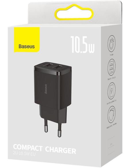 ŁADOWARKA SIECIOWA Baseus Compact Charger CCXJ010201 10.5W 2x USB-A CZARNA