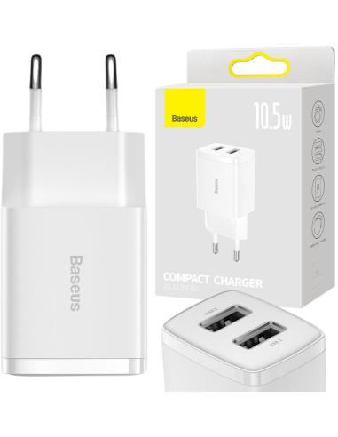 ŁADOWARKA SIECIOWA Baseus Compact Charger CCXJ010202 10.5W 2x USB-A BIAŁA