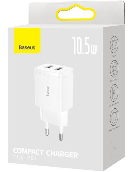 ŁADOWARKA SIECIOWA Baseus Compact Charger CCXJ010202 10.5W 2x USB-A BIAŁA