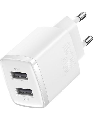 ŁADOWARKA SIECIOWA Baseus Compact Charger CCXJ010202 10.5W 2x USB-A BIAŁA