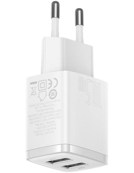ŁADOWARKA SIECIOWA Baseus Compact Charger CCXJ010202 10.5W 2x USB-A BIAŁA