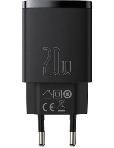 ŁADOWARKA SIECIOWA Baseus Compact Quick Charger CCXJ-B01 20W 1x USB-A 1x USB-C PD 3.0 QC 3.0 CZARNA